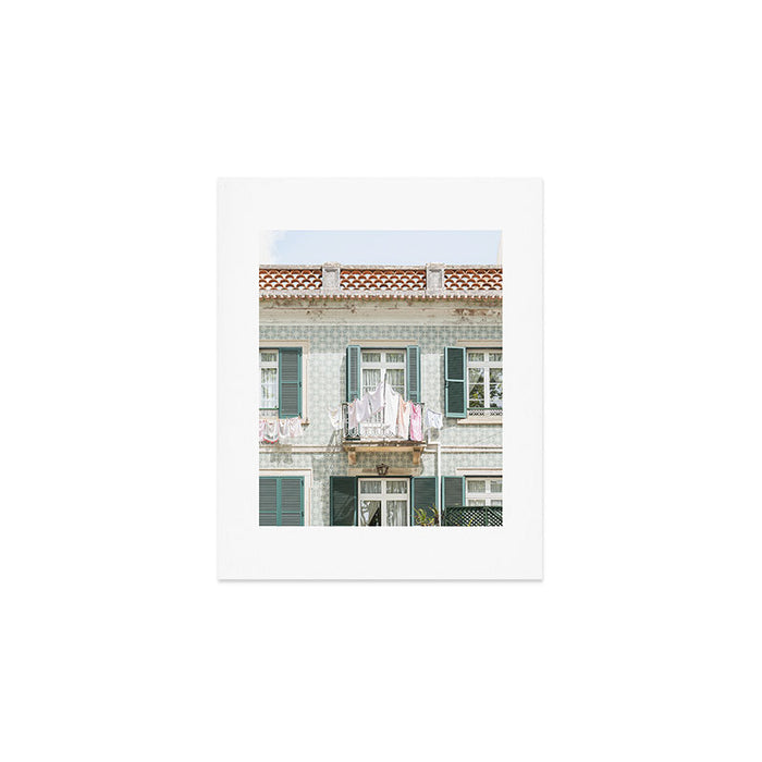 Laundry Day in Sintra | Tiled House in Portugal Art print | Street Travel Photography in Soft Pastel Colors Art Print Gallery Image 1