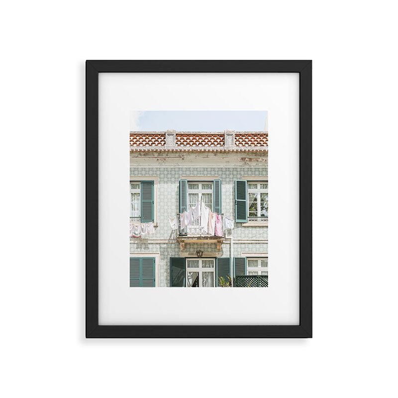 Laundry Day in Sintra | Tiled House in Portugal Art print | Street Travel Photography in Soft Pastel Colors Framed Art Print Gallery Image 5