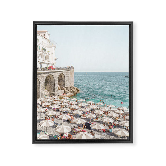 Marina Grande Beach Photo | Amalfi Coast Town In Italy Art Print | Summer Landscape Travel Photography Framed Canvas Print Gallery Image 1