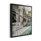 Moroccan Riad In Marrakech Photo | Arabic Interior Design Art Print | Green Tropical Travel Photography Framed Canvas Print Gallery Image 2