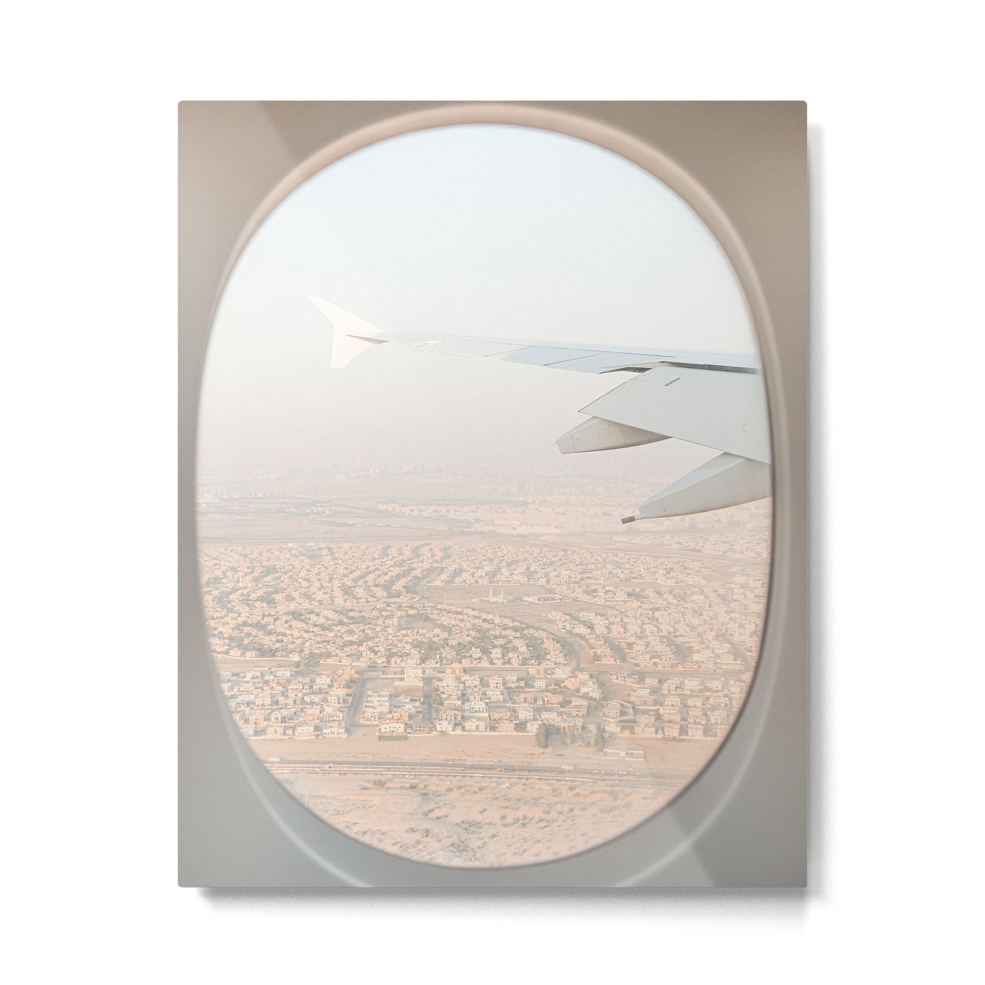 Pastel Plane Window View Photo | Summer Holiday Dubai Air Art Print | Adventure Travel Photography Metal Print Gallery Image 4