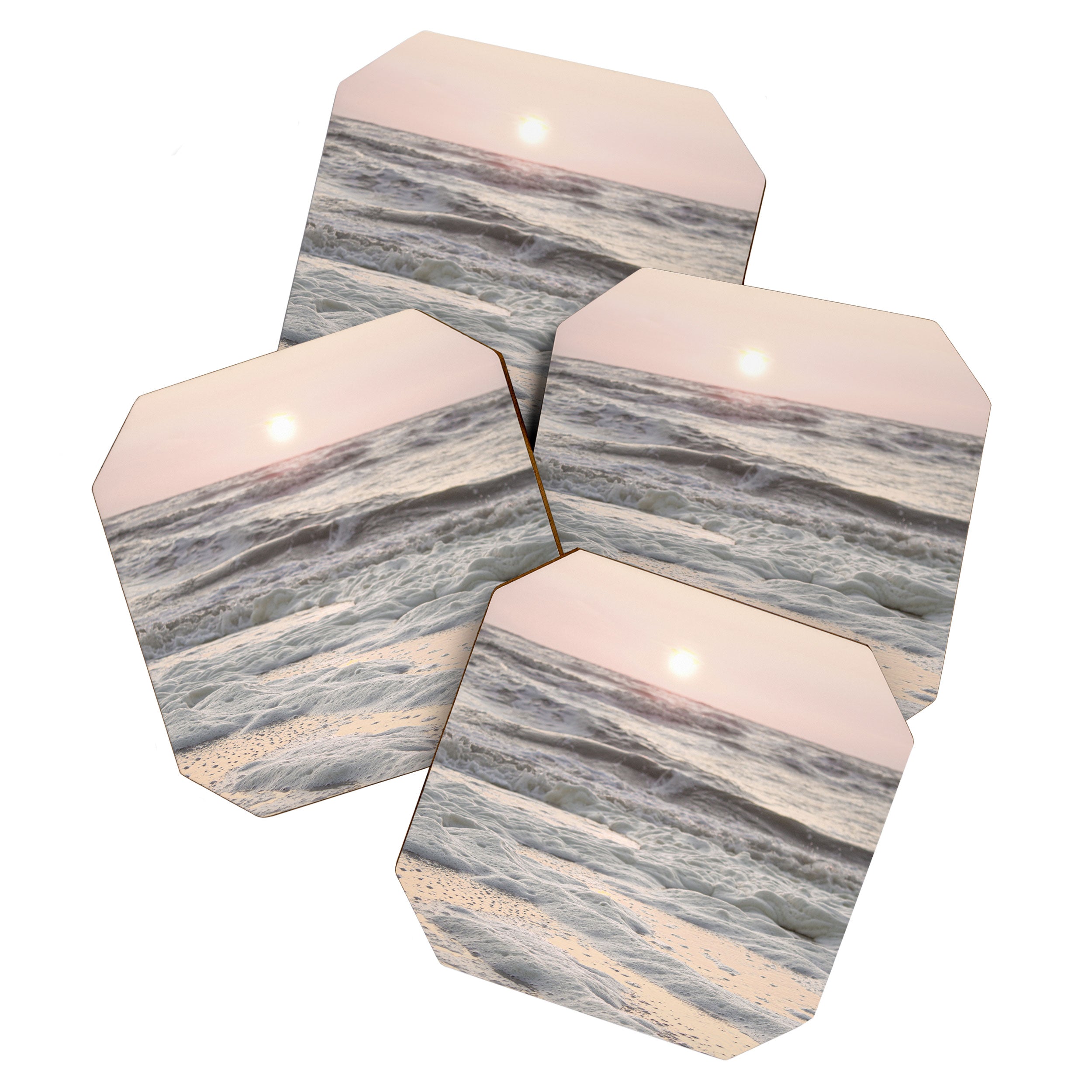 Pastel Tones Ocean In Holland Photo | Dutch Coast Seafoam And Waves Art Print | Travel Photography Coaster Gallery Image 1