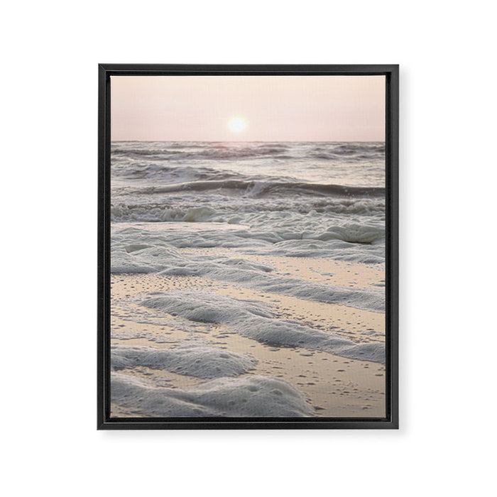 Pastel Tones Ocean In Holland Photo | Dutch Coast Seafoam And Waves Art Print | Travel Photography Framed Canvas Print Gallery Image 1