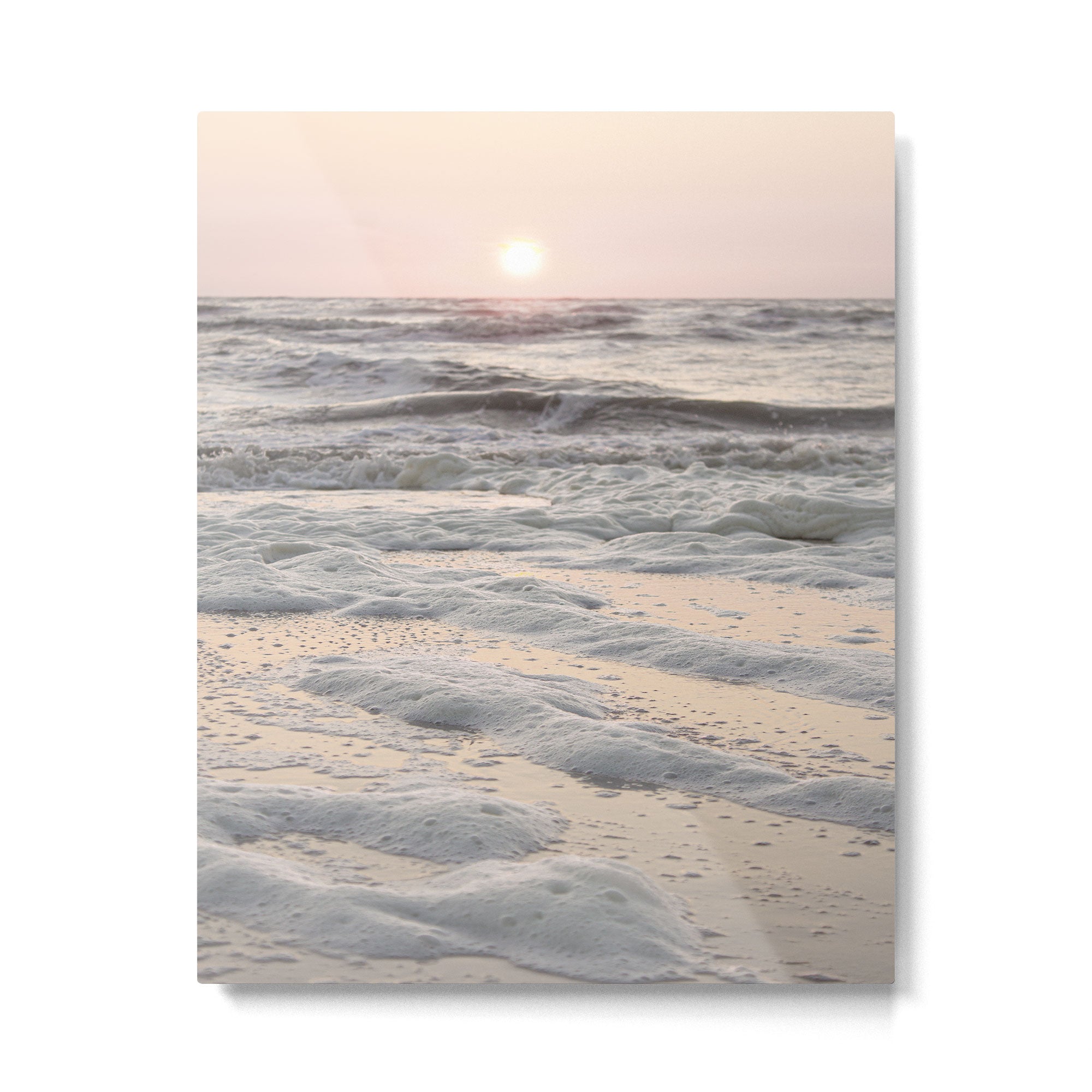 Pastel Tones Ocean In Holland Photo | Dutch Coast Seafoam And Waves Art Print | Travel Photography Metal Print Gallery Image 4