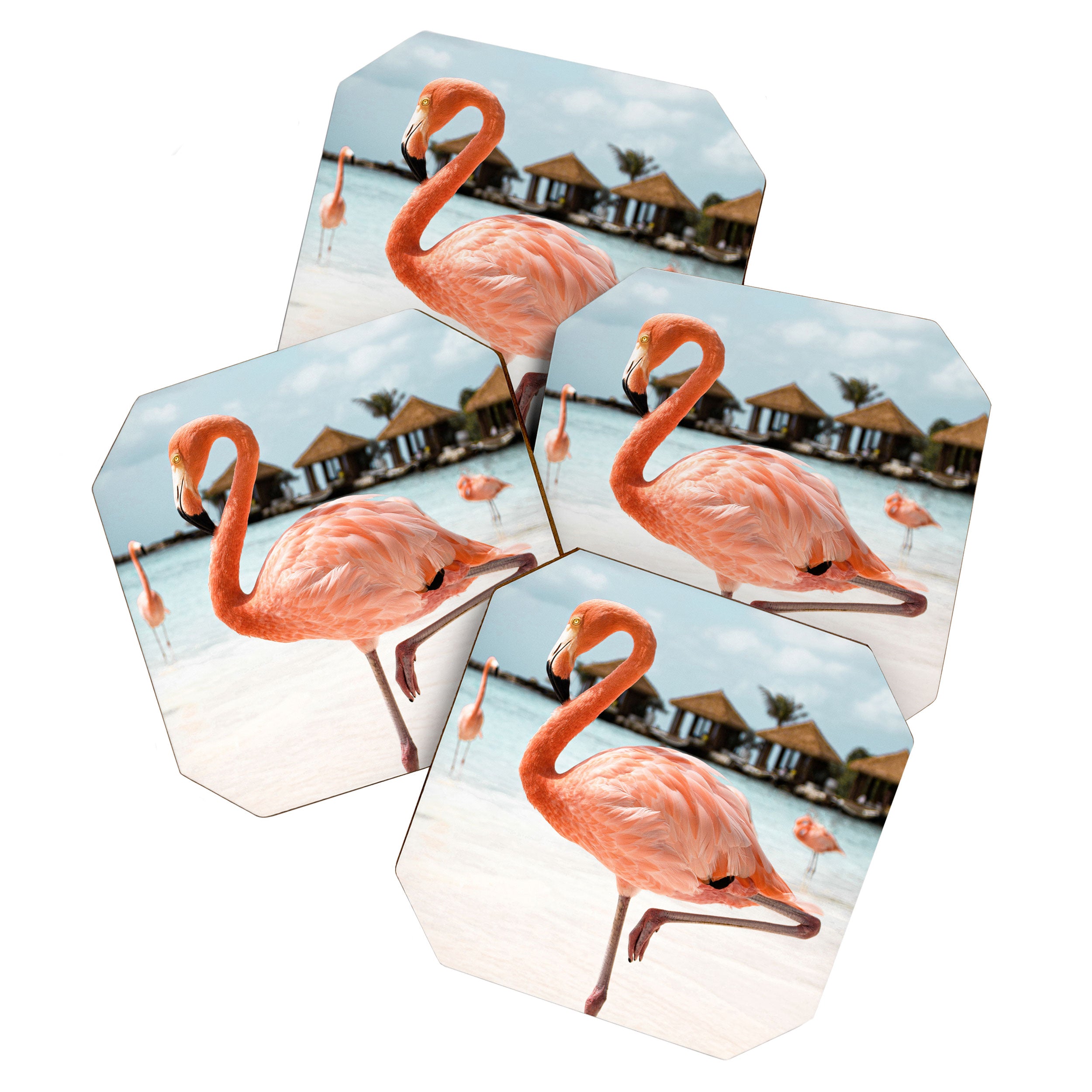 Pink Flamingo Beach Summer Photo | Aruba Tropical Island Art Print | Caribbean Travel Photography Coaster Gallery Image 1