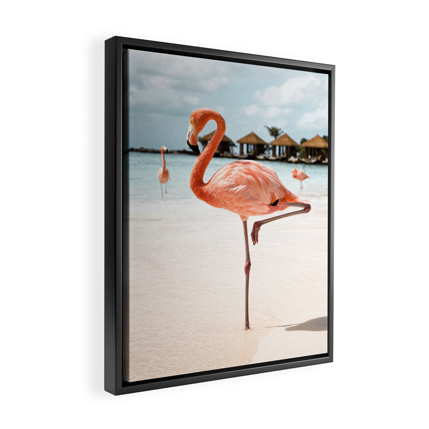 Pink Flamingo Beach Summer Photo | Aruba Tropical Island Art Print | Caribbean Travel Photography Framed Canvas Print Gallery Image 2