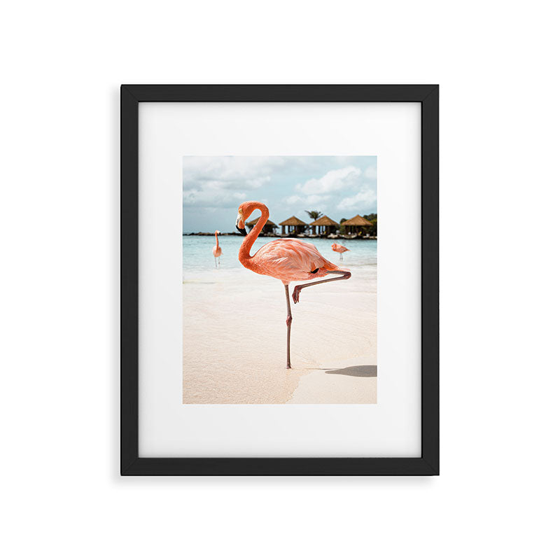 Pink Flamingo Beach Summer Photo | Aruba Tropical Island Art Print | Caribbean Travel Photography Framed Art Print Gallery Image 5
