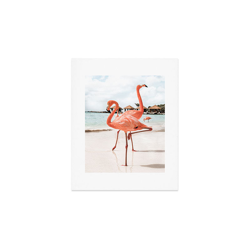 Pink Flamingos On Aruba Island Art Photo | Caribbean Beach Wall Print | Tropical Travel Photography Art Print Gallery Image 1