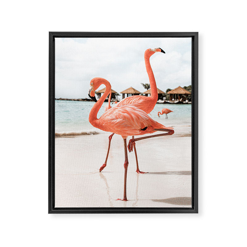 Pink Flamingos On Aruba Island Art Photo | Caribbean Beach Wall Print | Tropical Travel Photography Framed Canvas Print Gallery Image 6