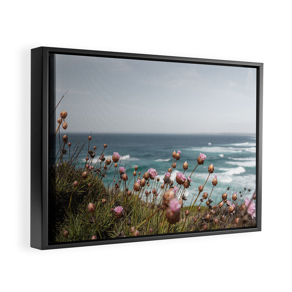 Pink Flowers by the Ocean | Travel Photography in Portugal Art Print | Summer at Bordeira Beach Framed Canvas Print Gallery Image 2