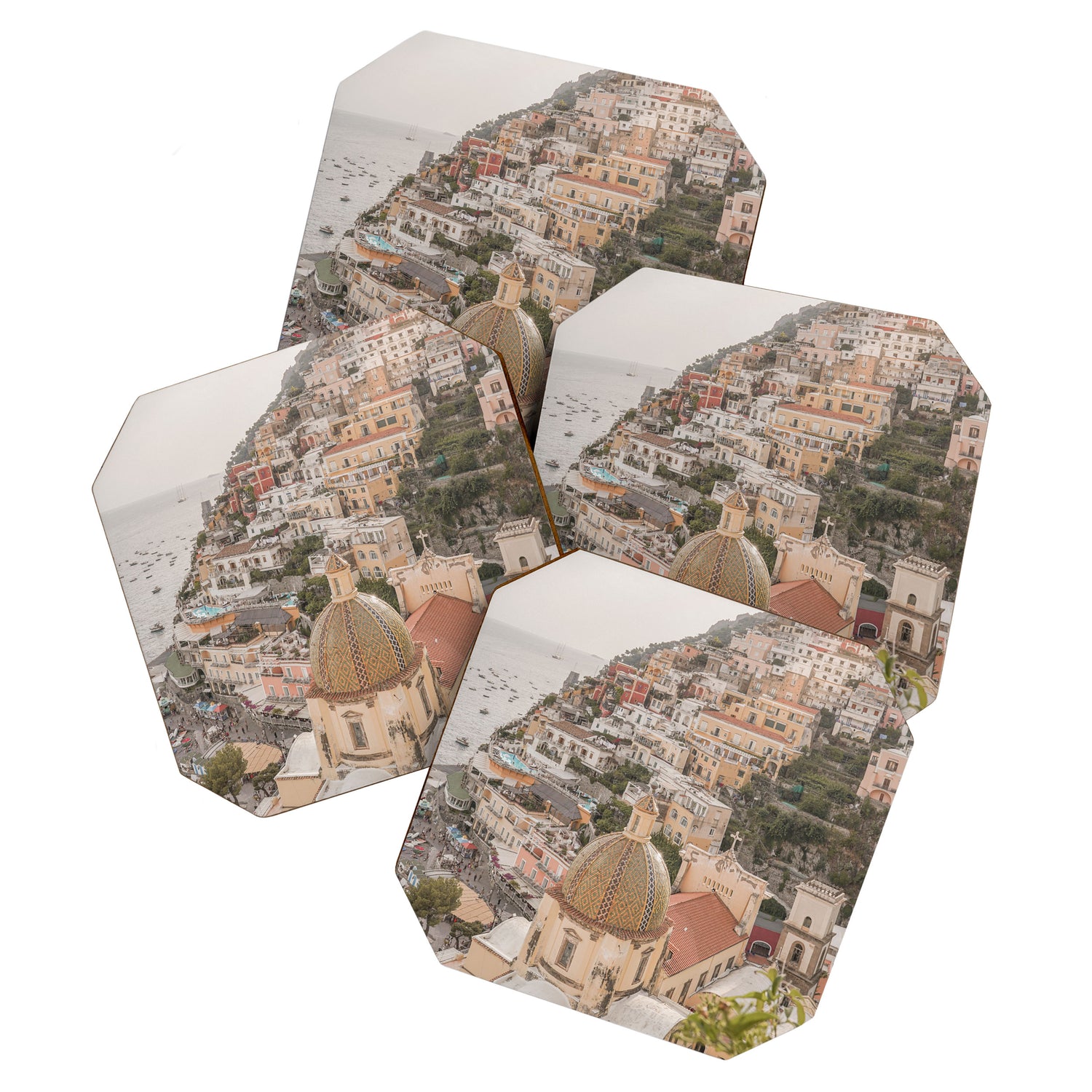 Positano Bliss Photo | Amalfi Coast Mountain Landscape In Pastel Color Art Print | Italy Travel Photography Coaster Gallery Image 1