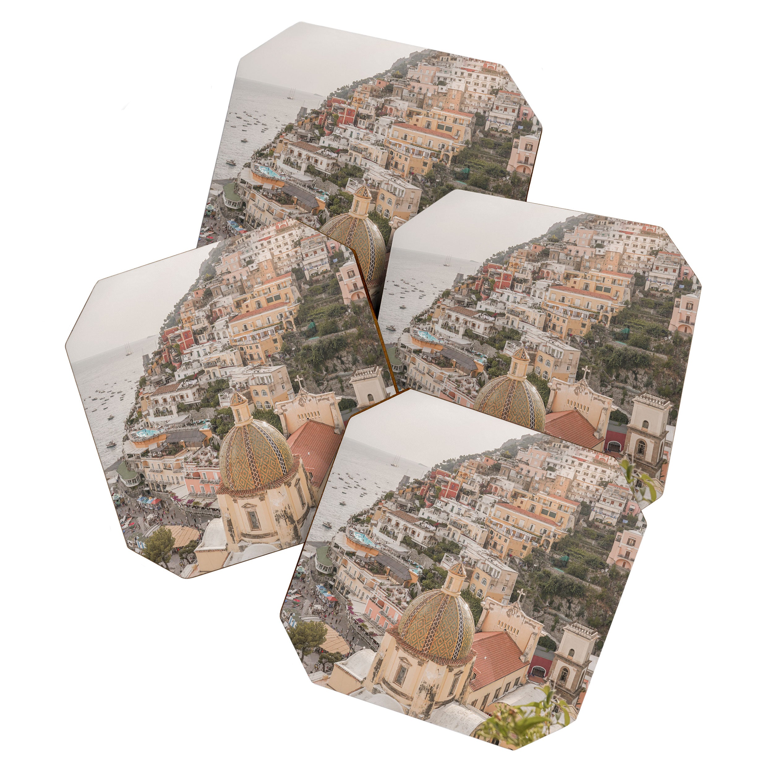 Positano Bliss Photo | Amalfi Coast Mountain Landscape In Pastel Color Art Print | Italy Travel Photography Coaster Gallery Image 1
