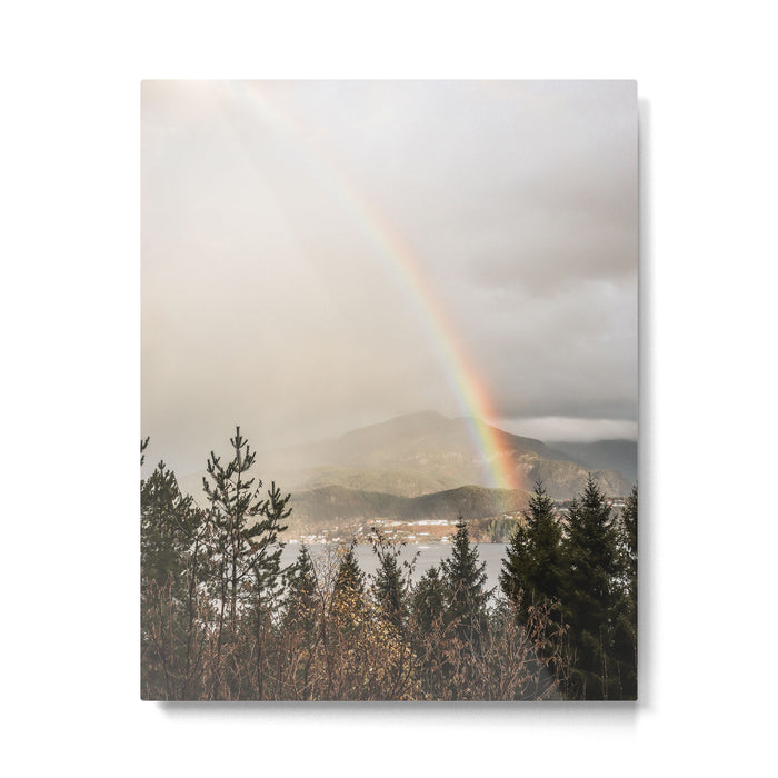 Rainbow In The Mountains | Lake In Norway Photo Art Print  | Nature Landscape Travel Photography Metal Print Gallery Image 1
