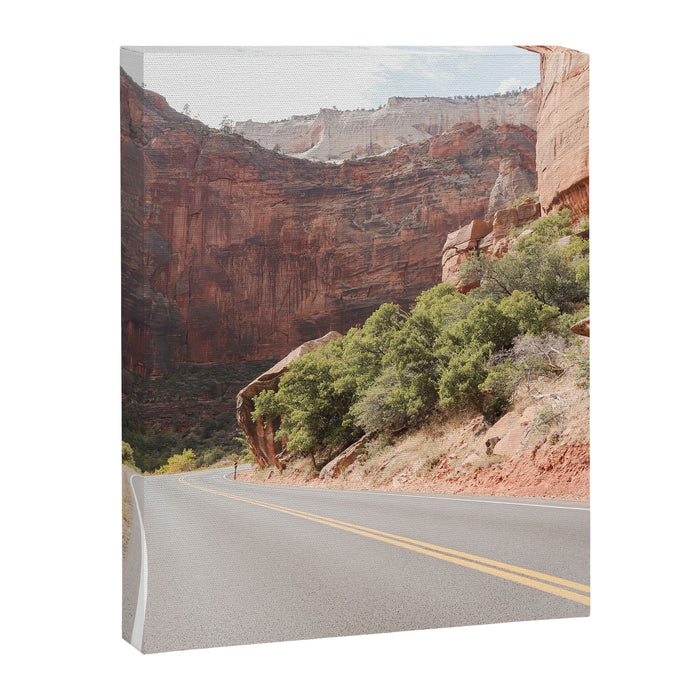 Road Trough Zion National Park Photo | Colors Of Utah Landscape Art Print | USA Travel Photography Canvas Print Gallery Image 1
