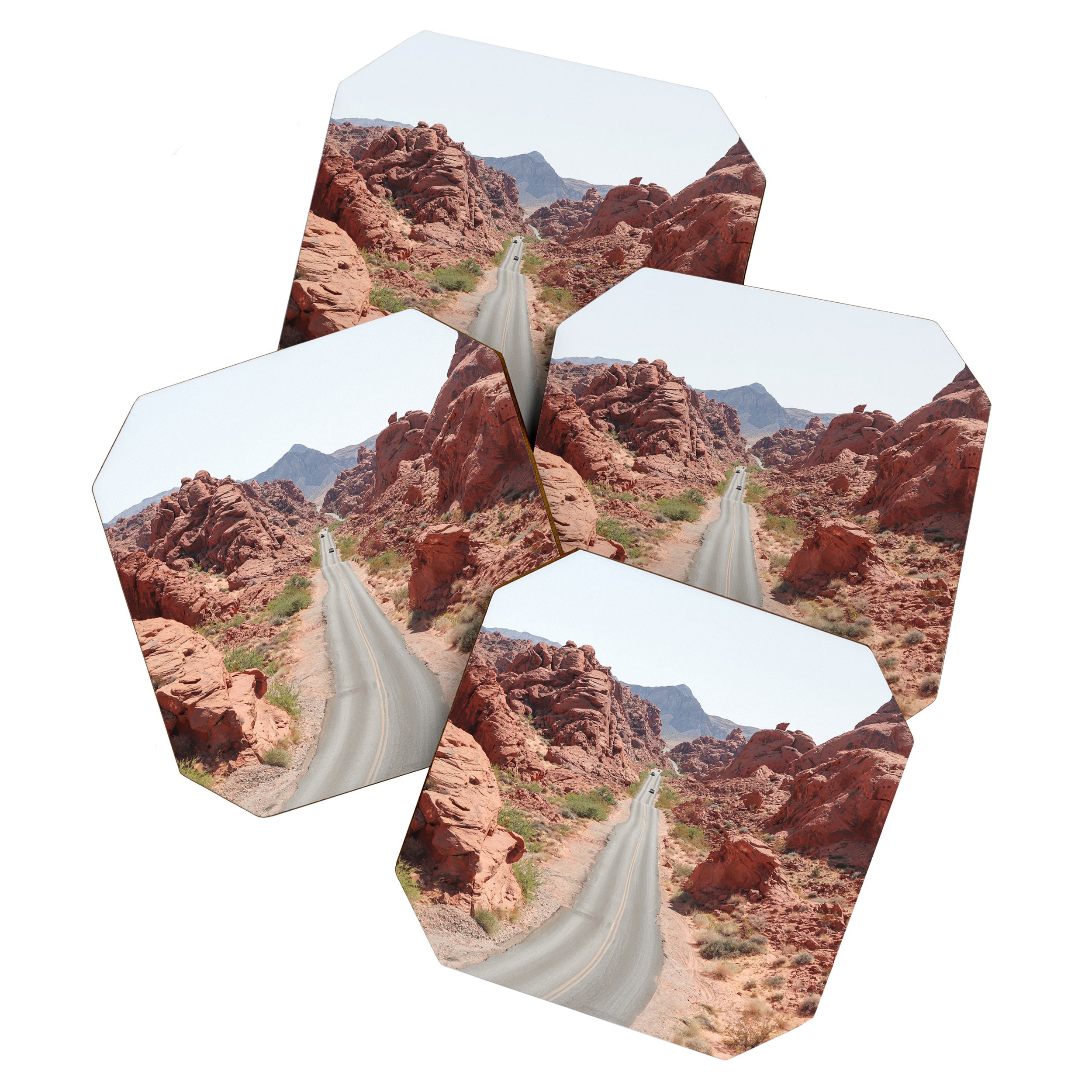 Roads Of Nevada Desert Picture | Valley Of Fire State Park Art Print | USA Travel Photography Coaster Gallery Image 1