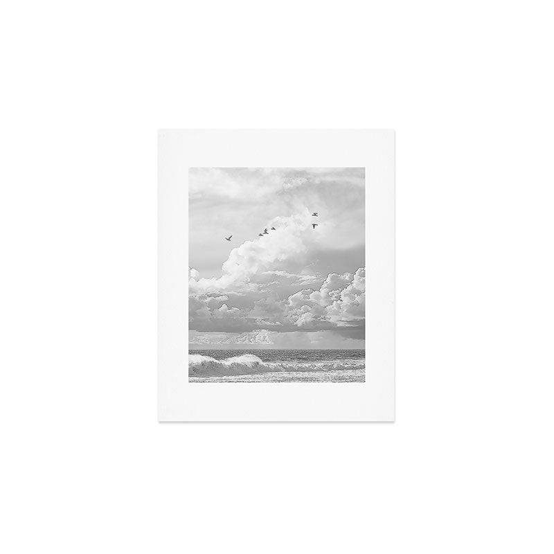 Seagulls in Nazaré Photo | Black and White Travel Photography in Portugal | Clouds and Waves Nature Art Print Art Print Gallery Image 1
