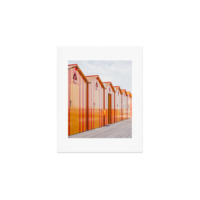 Sorrento Stripes | Red And Orange Beach Changing Rooms Art Print | Amalfi Coast Italy Travel Photography Art Print Gallery Image 1