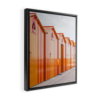 Sorrento Stripes | Red And Orange Beach Changing Rooms Art Print | Amalfi Coast Italy Travel Photography Framed Canvas Print Gallery Image 2