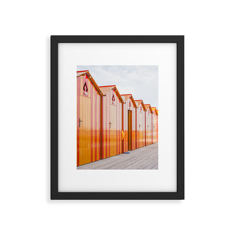Sorrento Stripes | Red And Orange Beach Changing Rooms Art Print | Amalfi Coast Italy Travel Photography Framed Art Print Gallery Image 5