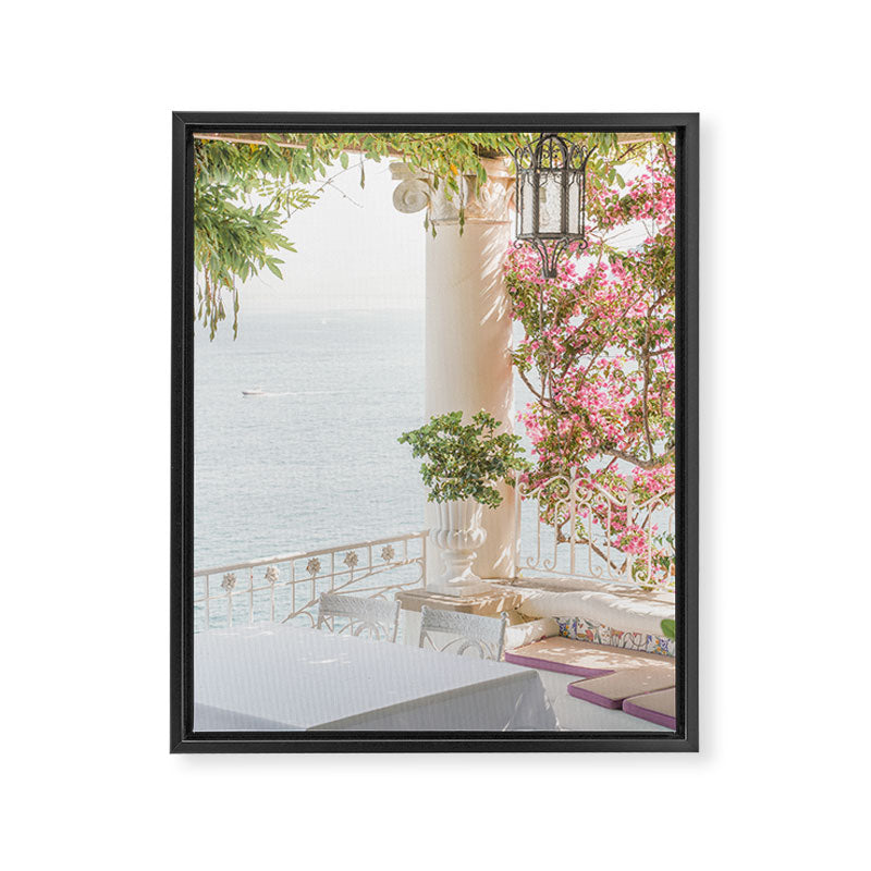 Sorrento Vibes | Balcony In Italy With Pink Flowers Photo Print | Summer Travel Photography Framed Canvas Print Gallery Image 6