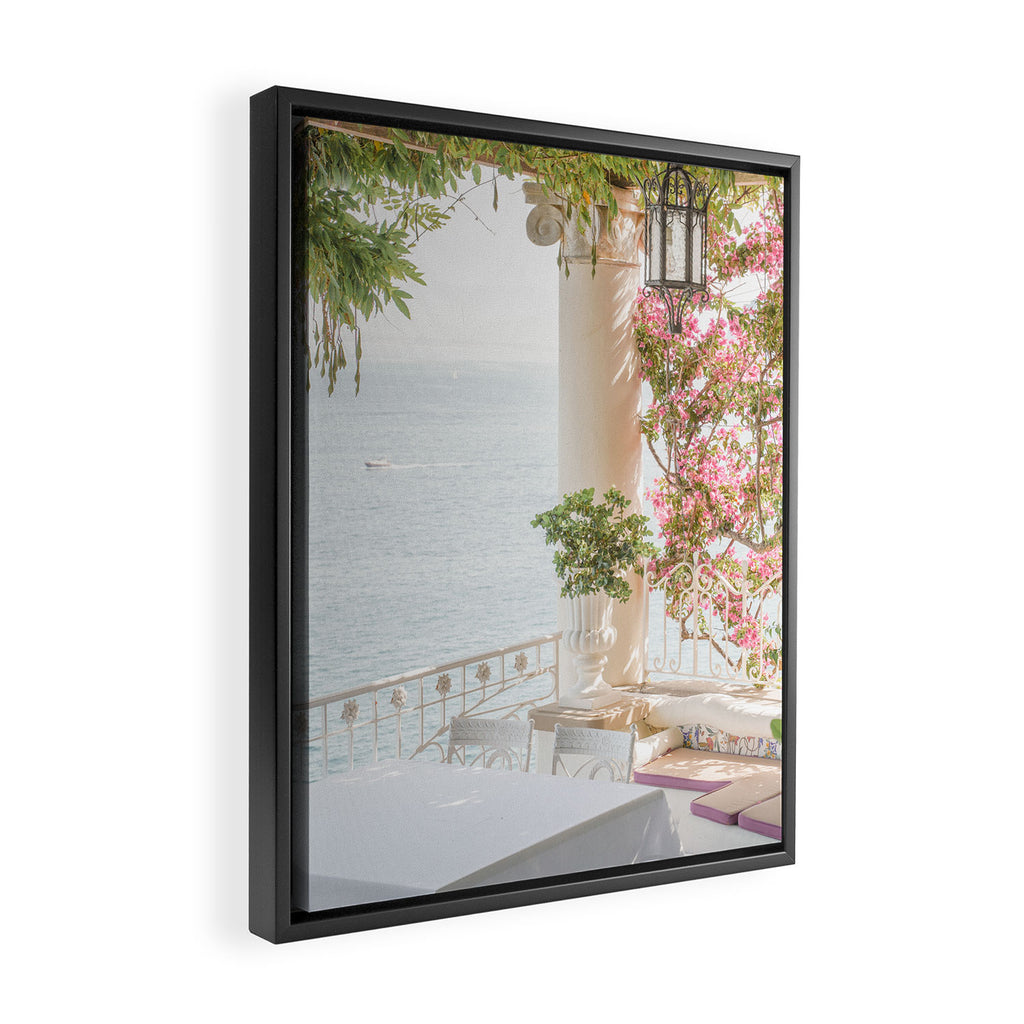 Sorrento Vibes | Balcony In Italy With Pink Flowers Photo Print | Summer Travel Photography Framed Canvas Print Gallery Image 2