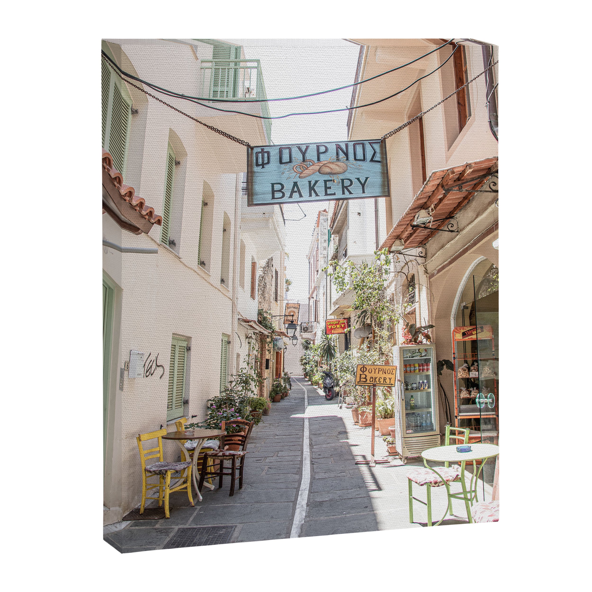 Street In Greece Photo | Pastel Village Houses Summer Art Print | Europe Digital Travel Photography Canvas Print Gallery Image 6