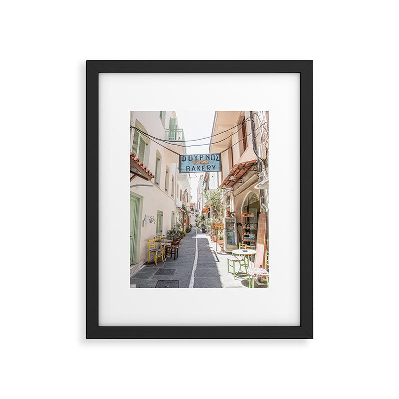Street In Greece Photo | Pastel Village Houses Summer Art Print | Europe Digital Travel Photography Framed Art Print Gallery Image 4