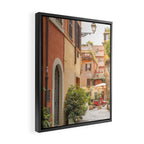 Street In Rome Photo | Travel Photography In Italy Art Print | Colorful Trastevere Houses Framed Canvas Print Gallery Image 2