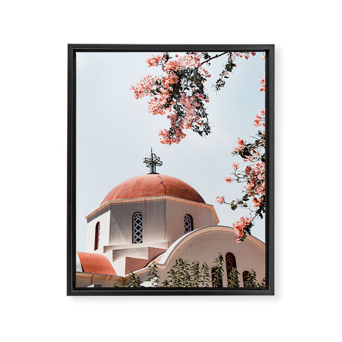 Summer In Greece Art Print | Pink Flowers Photo | Crete Island Holiday | Europe Travel Photography Framed Canvas Print Gallery Image 1