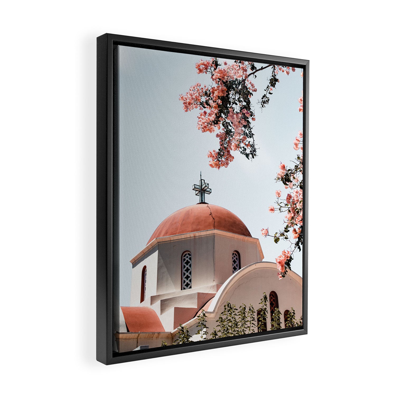 Summer In Greece Art Print | Pink Flowers Photo | Crete Island Holiday | Europe Travel Photography Framed Canvas Print Gallery Image 2