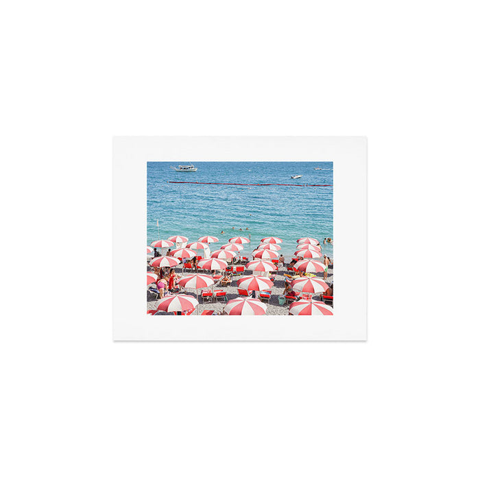 The Red Beach Umbrellas | Amalfi Coast Travel Photography | Europe Summer in Italy in Color Art Print Gallery Image 1