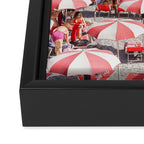 The Red Beach Umbrellas | Amalfi Coast Travel Photography | Europe Summer in Italy in Color Framed Canvas Print Gallery Image 3