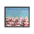 The Red Beach Umbrellas | Amalfi Coast Travel Photography | Europe Summer in Italy in Color Framed Canvas Print Gallery Image 6
