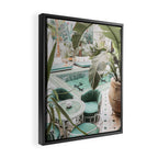 Travel Photography Art Print | Tropical Plant Leaves In Marrakech Photo | Green Pool Interior Design Framed Canvas Print Gallery Image 2