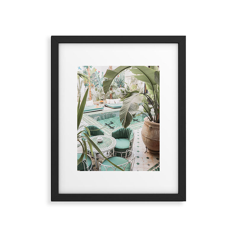 Travel Photography Art Print | Tropical Plant Leaves In Marrakech Photo | Green Pool Interior Design Framed Art Print Gallery Image 5