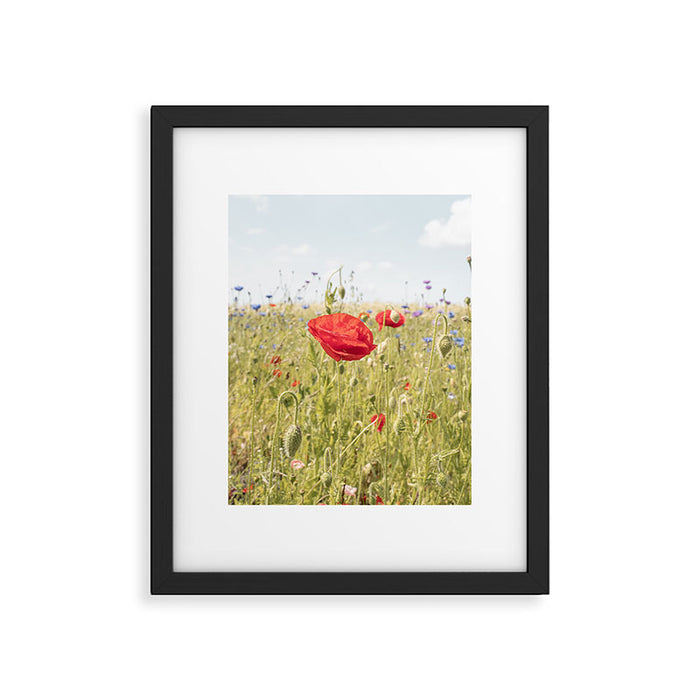 Wildflower Field | Poppy Flower in a Garden in Holland Art Print | Floral Summer Photography Framed Art Print Gallery Image 1