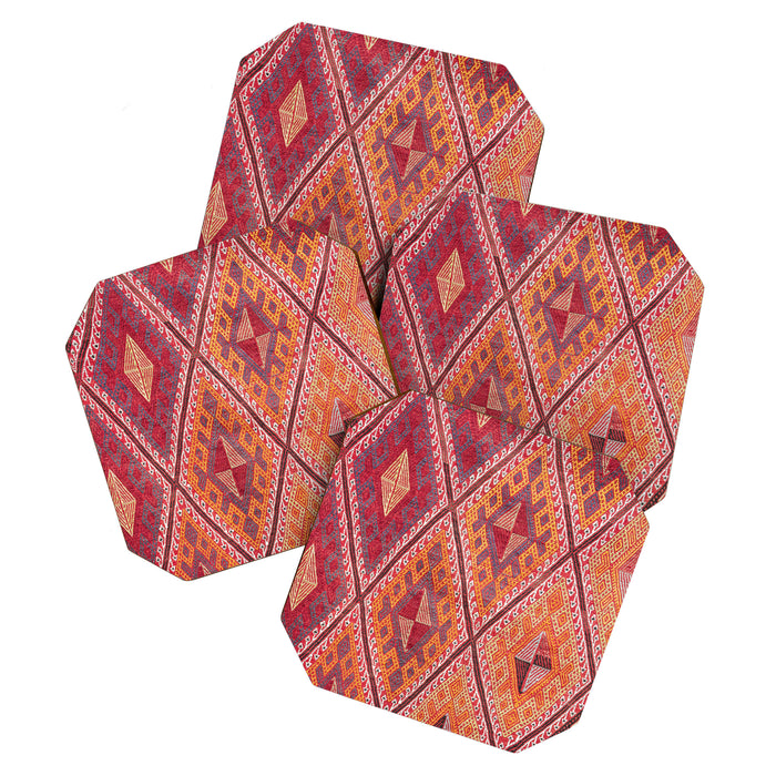 Woven Carpet | Red and Orange Oriental Design Print | Colors of Cappadocia Coaster Gallery Image 1