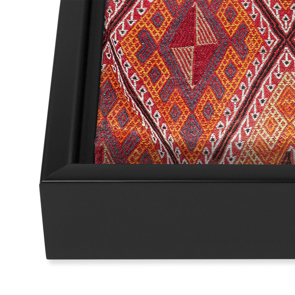 Woven Carpet | Red and Orange Oriental Design Print | Colors of Cappadocia Framed Canvas Print Gallery Image 3