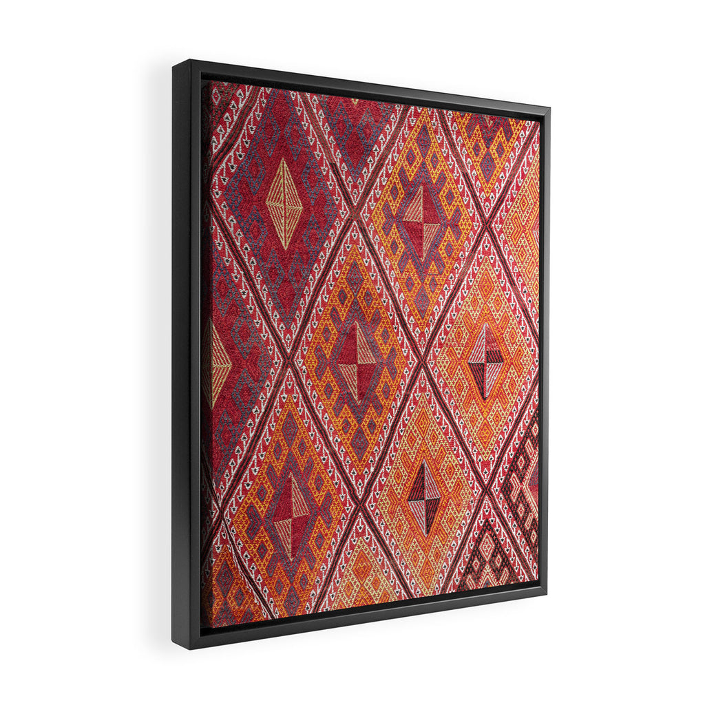 Woven Carpet | Red and Orange Oriental Design Print | Colors of Cappadocia Framed Canvas Print Gallery Image 2