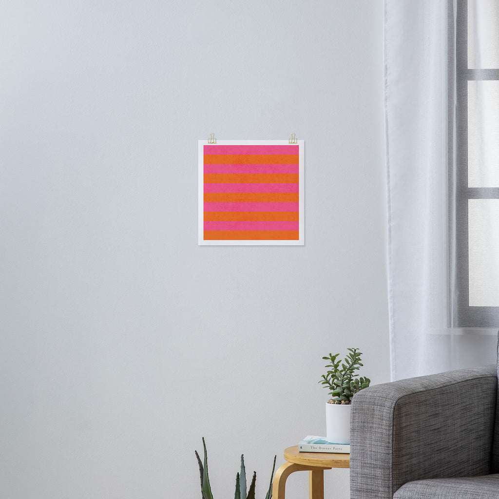 hot pink and orange stripes Art Print Gallery Image 3