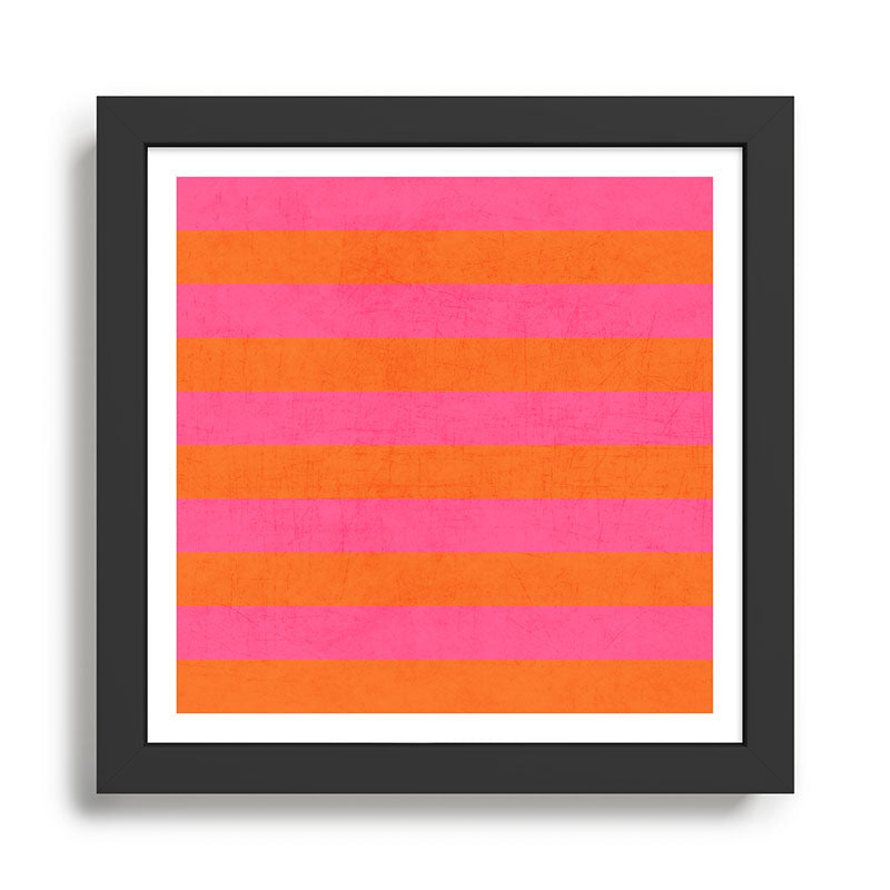 hot pink and orange stripes Framed Art Print Gallery Image 1