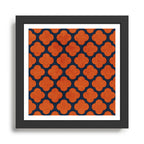 navy and orange clover Framed Art Print Gallery Image 1