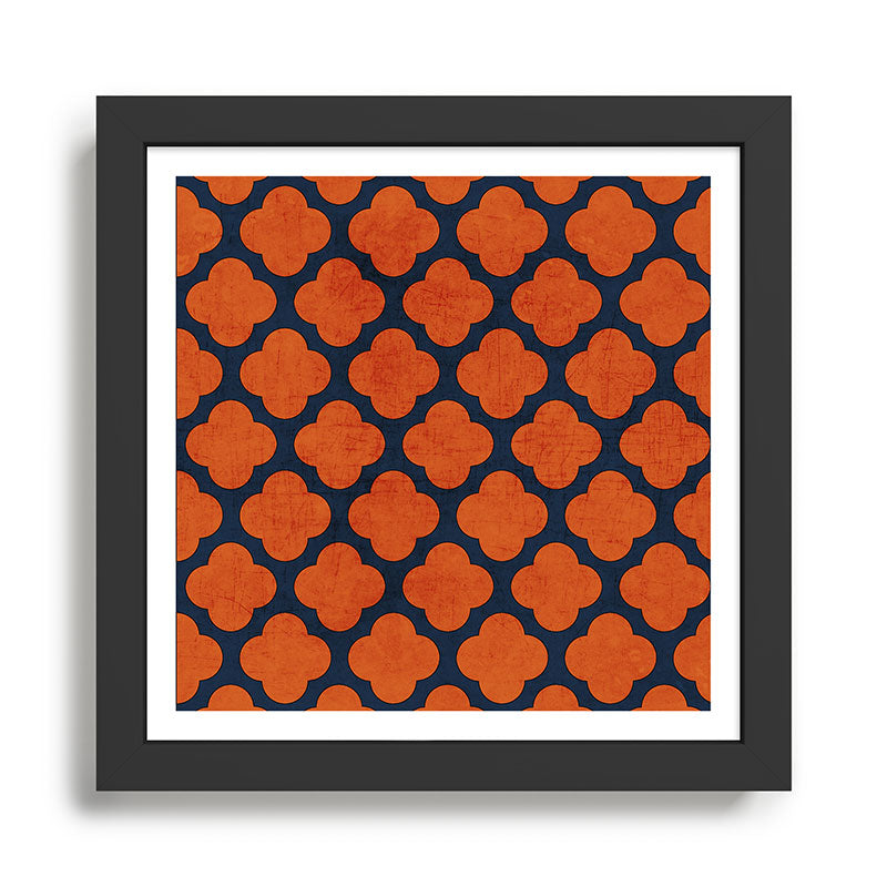 navy and orange clover Framed Art Print Gallery Image 1