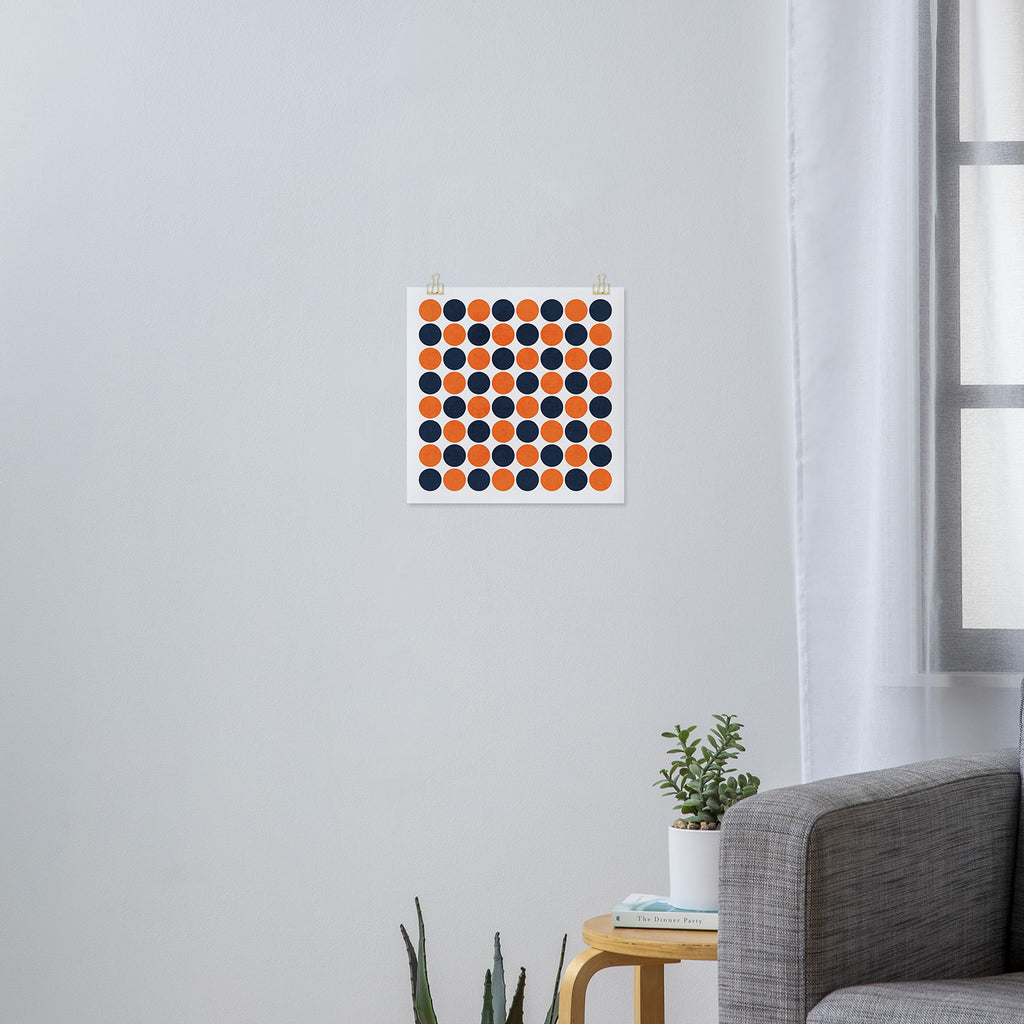 navy and orange dots Art Print Gallery Image 3