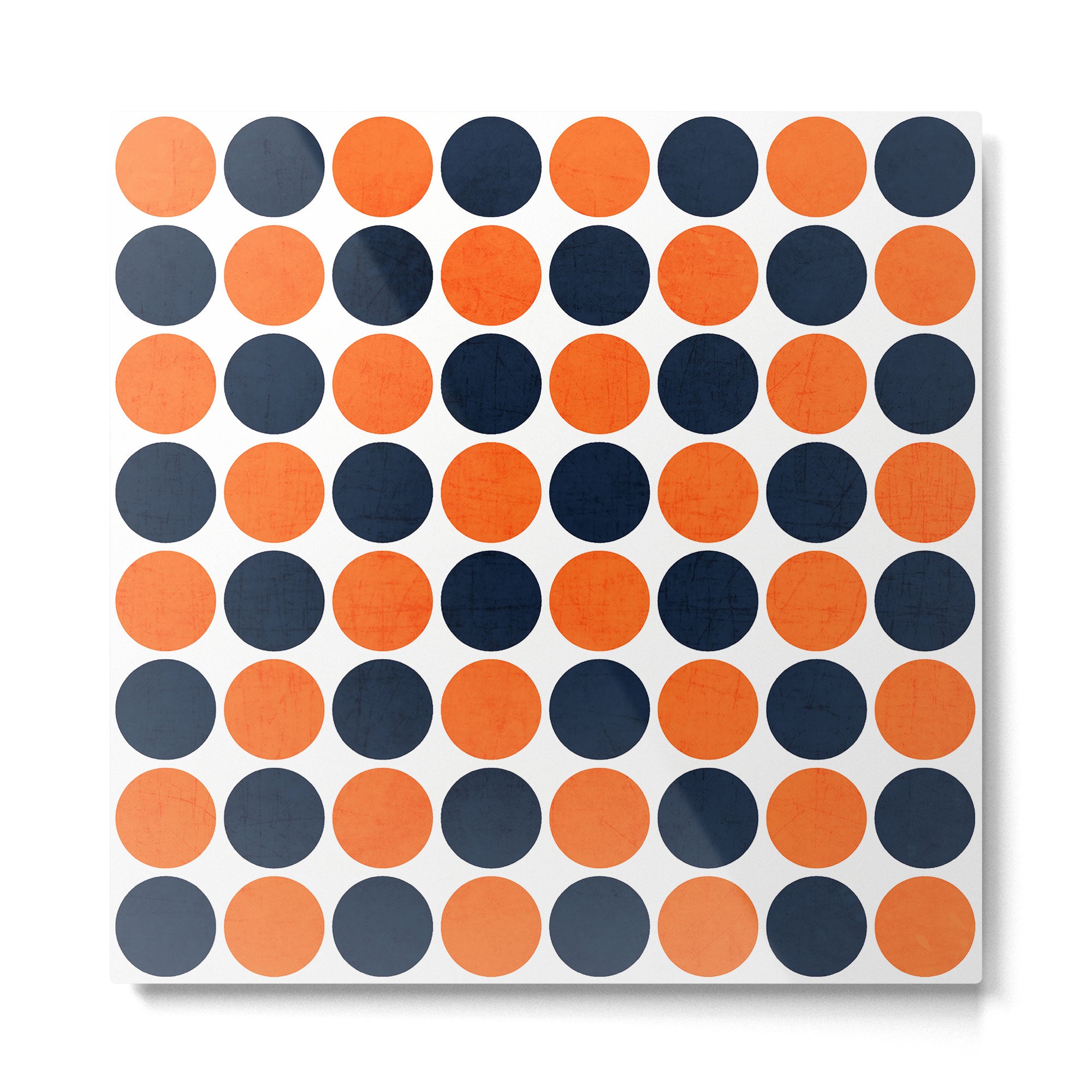 navy and orange dots Metal Print Gallery Image 2