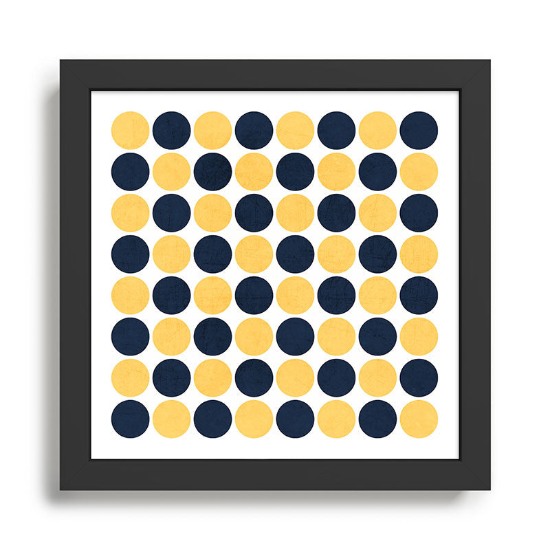 navy and yellow dots Framed Art Print Gallery Image 1