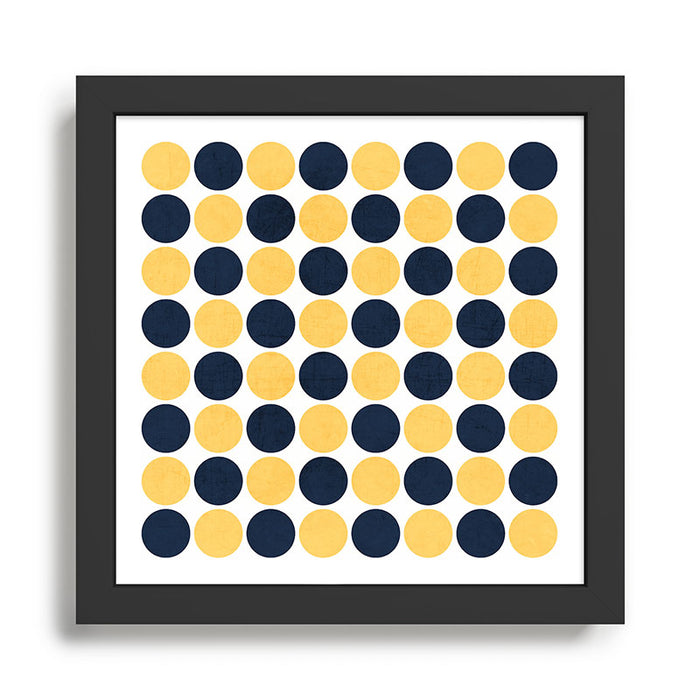 navy and yellow dots Framed Art Print Gallery Image 1