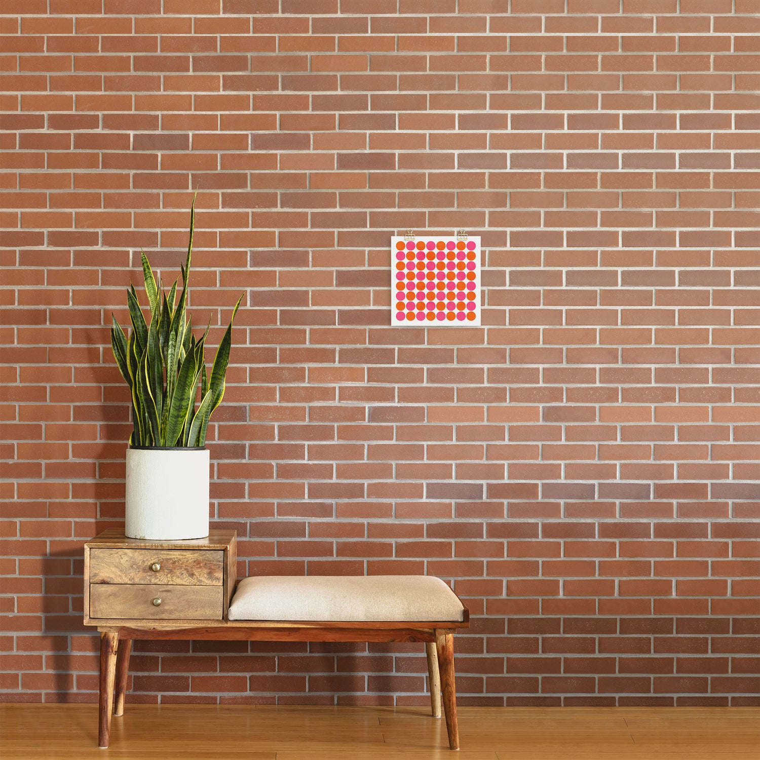 orange and hot pink dots Art Print Gallery Image 2