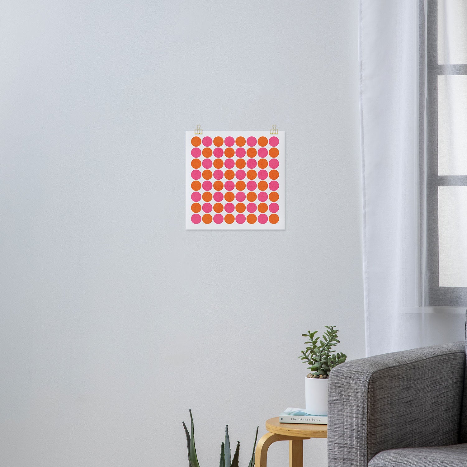 orange and hot pink dots Art Print Gallery Image 3