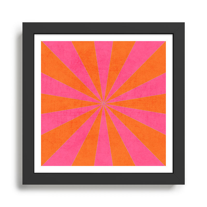 orange and hot pink starburst Framed Art Print Gallery Image 1